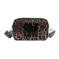 Chic leopard print camera crossbody bag with SM logo and geometric fabric strap - Classic Leopard / Brown