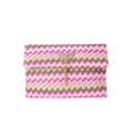 Pink and green straw envelope clutch bag with butterfly buckle and fringe detail - Rose Red