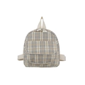 Mini gray and yellow checkered canvas backpack with white webbing handle and front pocket - Bag / Khaki