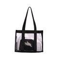 Clear PVC tote bag with black strap and removable dolphin print inner pouch - Black