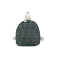 Deep green plaid canvas mini backpack featuring classic vintage checkered pattern - Bag / Green