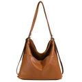 Vielseitige Hobo-Tasche aus karamellfarbenem Kunstleder mit verstellbaren Trägern - Braun