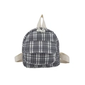 Mini checkered canvas backpack for women in classic black and white plaid pattern - Bag / Black