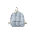 Mini corduroy backpack with blue and white vertical stripes and woven handles - Gray