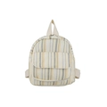 Mini backpack in striped canvas fabric featuring beige and yellow vertical patterns - Beige