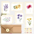 Vintage Grußkarten-Set mit Blumenmotiven, Kraftpapier-Umschlägen und Goldrand-Design - S818# 12 Blatt Pro Set (mit 12 Umschlägen)