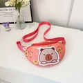 Pink cartoon capybara chest bag for kids with adjustable strap and cute animal pattern - Orange
