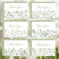 Blumen Dankeskarten Set mit Vintage Vogel Illustrationen und Salbeigrünen Umschlägen - S823# 6 Blatt (mit Umschlag + 1 Aufkleber)