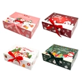 Vue détaillée de quatre boîtes cadeaux de Noël colorées avec rubans et motifs festifs - S899# Grande Boîte De Noël (lot De 12 / 4 Modèles)