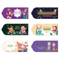 Set of six colorful Eid al-Fitr money envelopes with moon and stars cartoon design - S1013# Red Envelope