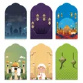 Set of 6 Eid Mubarak greeting envelopes with mosque and lantern designs in various colors - S720 Small Envelopes (Set of 6)