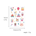 Cartoon birthday party sticker set with cake and balloon designs including dimensions - Party Elements Mix Style (T7732# Birthday Sticker)