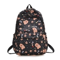 Zaino nero per la scuola con stampe di orsetti carini e spallacci regolabili morbidi - Nero