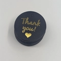 Etichette regalo nere tonde con scritta Thank You in lamina d'oro e icona a cuore - Rotondo (Nero) / Diametro