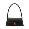 Schwarze Retro-Baguette-Tasche aus mattem PU-Leder mit Vintage-Bronzeschnalle - Schwarz