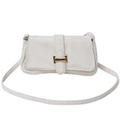 Sac baguette beige minimaliste pour femmes avec élégante boucle rectangulaire dorée - Blanc