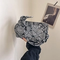 Mini crossbody bag with grey snakeskin pattern and a small round coin purse attachment - Main Bag and Round Pouch Set / Gray