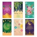 Set of 6 Islamic Eid Mubarak money envelopes with gold mosque silhouettes and crescents - S1021# Red Envelope