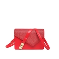 Chic red crossbody bag with a glitter flap, geometric design, and gold swivel lock buckle - Red