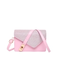 Elegant pink crossbody bag with glitter geometric flap and gold metal twist lock closure - Pink