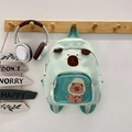 Zaino per bambini capibara verde menta con tasca trasparente e graziose orecchie - Verde