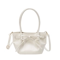 Elegante borsa hobo bianco sporco con fiocco, design minimalista a spalla o a mano - Bianco