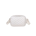 Borsa a tracolla trapuntata bianca in nylon con tracolla regolabile da donna - Bianco