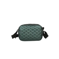 Borsa a tracolla trapuntata verde scuro in nylon lucido con cinturino in tessuto nero - Verde