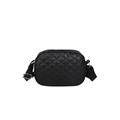 Sac bandoulière matelassé noir en nylon avec sangle réglable et surpiqûres en losange - Noir