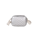 Sac bandoulière matelassé argenté avec large sangle en textile réglable - Argent