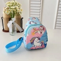 Light blue kids unicorn chest bag with adjustable strap and Believe in Unicorn print - Blue