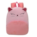 Pink plush cat backpack for toddlers with glitter ears and cute facial embroidery - Light Pink