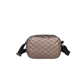 Sac bandoulière matelassé bronze en tissu métallisé avec bandoulière noire réglable - Champagne