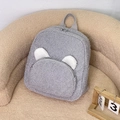 Sac à dos gris en polaire sherpa pour femmes et filles avec oreilles d'ours blanches - Gris