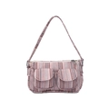 Borsa sottobraccio in tessuto a righe rosa con motivo scozzese e tasche frontali a patta - Borsa / Rosa