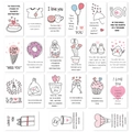 Set di 24 mini biglietti per portapranzo con illustrazioni romantiche fatte a mano - Cartoline di Confessione Romantica con Disegno a Linee (s756)