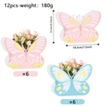 Lot de 12 boîtes cadeaux ajourées papillon rose et bleu pour fêtes et mariages - Style Combiné Bleu et Rose Ajouré (S750)