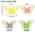 Lot de 12 décorations de table papillon avec bords dorés et dimensions 24,2cm par 13,5cm - Style Coloré à Bord Doré (S767)