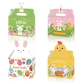 Set scatole regalo pasquali con motivi di conigli e pulcini in verde, rosa, bianco e giallo - Stile Coniglio Pulcino Carino Pasqua (s780)