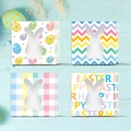 Easter gift box set with bunny cutout window and colorful festive patterns on blue wood - Easter Mixed Color Set (S791)
