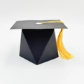 Detail of graduation cap gift box with black matte finish and yellow tassel ornament - Yellow