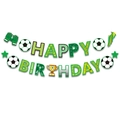 Striscione Buon Compleanno a tema calcio con trofei e decorazioni per feste sportive - Stile 2 (809# Banner Calcio Compleanno)