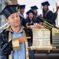 2026 graduation party game card with mortarboard tassel and scroll style quiz design - Graduation Game Card Scroll (S804)