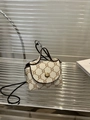 Mini crossbody bag in white canvas with brown monogram and golden magnetic clasp - White