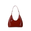 Elegante bolso de hombro en charol marrón rojizo con silueta retro curva y sofisticada - Marrón