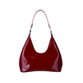 Elegante bolso hobo de charol rojo oscuro con acabado brillante y correa de hombro curva - Burdeos