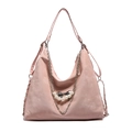Rosa Schultertasche mit großer Kapazität, silberner Schmetterlingskette und Perlen - Rosa