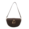 Dark brown matte leather saddle bag featuring a prominent gold D-ring buckle detail - Brown