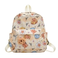 Cute cartoon children backpack with bear pattern and plush pendant on white background - Yellow