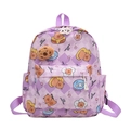 Cute light purple school backpack for girls with cartoon bear and quilted pattern - Purple